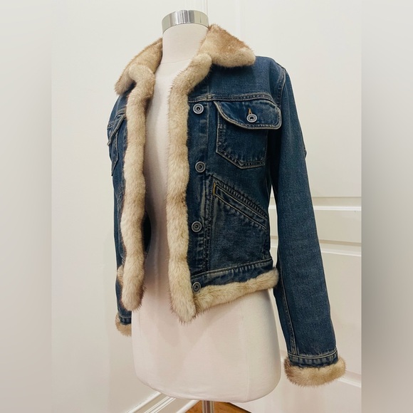 DI Stefano Denim Jacket with Faux Fur Trim Sz S - Picture 2 of 15